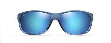 Maui Jim Kaiwi Channel w/Patented PolarizedPlus2 Lenses Sport Sunglasses, Blue Black Stripe/Blue Hawaii Polarized, Medium