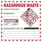 Avery Hazardous Waste Accumulation Labels, Preprinted, Handwrite Only, 4" x 4", 100 Labels (61535)