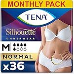 TENA Silhouette Low Waist Underwear, Normal for moderate Bladder Weakness, Fits Waist 75cm - 100cm, Medium, 36 pairs of Incontinence Pants (6 x 6 packs ) for Women