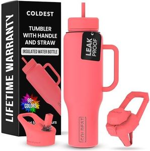 Coldest Tumbler with Handle and Straw - 100% Leak Proof Insulated Tumbler with Lid and Straw (3 Lids) - Stainless Steel Tumblers for Women & Men - Cup Holder Friendly Base, 46 oz (The Cardinal)