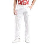 ROOKIES Men's Linen Cotton Slim Fit Cargo Pant (RJPP057-34) White