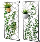 MyGift 4 Foot Metal Wire Garden Trellis with Matte Black Finish and Diamond Shaped Pattern, Wall Mounted Large Support Lattice Frame for Climbing Plants and Crawling Vines, Set of 2