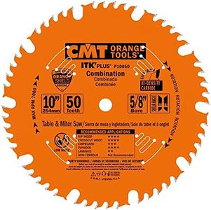 CMT P10050 ITK Plus Combination Saw Blade, 10 x 50 Teeth, 1FTG+ 4ATB Teeth with Shear with 5/8-Inch bore