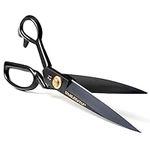 Fabric Scissors - 12 Inch (30.5 cm) Professional Sewing Scissor High Carbon Steel Sharp Scissors, Heavy Duty Leather Scissors for Cutting Fabric, Clothes, Leather, Raw Materials (Right Hand, Black)