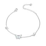 WINNICACA Butterfly Bracelet Sterling Silver Created Opal Adjustable Bracelet Jewelry Gifts for Women Teen Girls Birthday -Valentines Gifts for Women Mom Wife