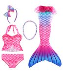 Lytxdll 5PCS Girls Mermaid Tails for Swimming for Girls Princess Bikini Swimmable Kids Mermaid Tails for Kids Gift (B-gb17,7-8 Years)