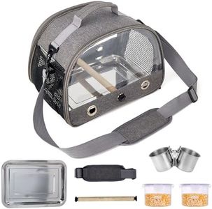 Bird Carrier,Bird Backpack with Upgraded Tray,Standing Perches and Portable Bird Feeder Cups,Portable Pet Carrier Backpack for Small Birds, Cockatiel, Parrot