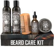 Viking Revolution - Beard Conditioner Kit - Beard Grooming Kit for Men - Softens, Smoothes & Soothes - with Beard Wash & Conditioner, Beard Oil, Beard Balm and Beard Comb