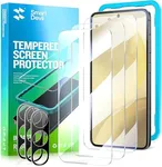 SmartDevil (3+3 Pack for Samsung Galaxy S24 Plus Screen Protector, Finger Print Reader Compatible, with Camera Lens Protector, Clear 9H Tempered Glass Film, Alignment Frame [Easy & Fast Installation]