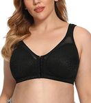 Exclare Women's Front Closure Posture Back Full Coverage Wirefree Everyday Bra (Front Closure: Black, 34DDD)