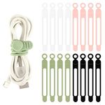 TamBee Cable Ties Reusable Silicone Cable Straps 16pcs Cable Wire Ties Cable Cord Organizers for Earphone Phone Charger Audio Cable Computer (16Pcs, Mixed Color (Black/White/Green/Pink))