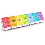 Medical Grade Pill Box Organiser - Safe BPA Free - Travel Sized - Easy to Open Compartments, Unique Spring Assisted Open Design for Tablets, Vitamins, Medication, Cod Liver Oil and more.