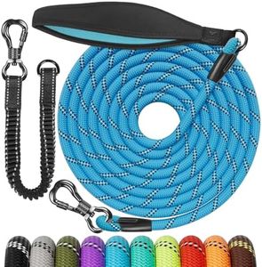 Aystkniet Schleppleine 20m für Große Hunde bis 80 kgs, Reflektierend Laufleine mit Bungee-Leine, Verschließbarem Haken und Gepolstertem Griff, Robuste Leine für Hunde Spazierengehen bei Tag und Nacht