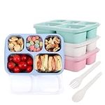 Lunch Box, 4 Pack Snack Container, Meal Prep Containers Reusable for Kids and Adults, 5 Compartment Food Storage Containers for School, Work, Travel(Wheat)