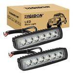 RIGIDON 2 Pcs Slim Mini Led Work Light Bar, 6 inch 18W Spot Beam, 12V 24V Driving Lights Lamp for Car Off road Boat Truck 4x4 SUV ATV Tractors Excavator, 6000K White, Fog Lamp