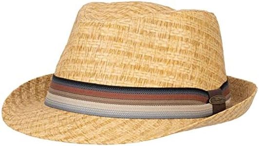 Panama Jack Straw Fedora Hat - Matte Toyo, Stripe Band, Elasticized Sweatband, 1 3/4" Brim (Small/Medium) Natural