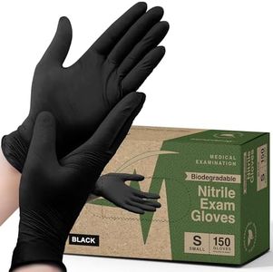 FifthPulse [150 Count] Small Biodegradable Gloves - Black Nitrile Disposable Gloves - Medical Exam and Food Safe - Powder and Latex Free with Textured Fingertips