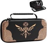 TiMOVO Carrying Case Compatible with Nintendo Switch OLED Model 2021 & Switch, Zelda: Tears of the Kingdom Game Storage Portable Handbag with Pocket for 10 Game Cards & Accessories, Black Gold Eagle