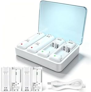 Charger Station Compatible with Wii U Remote Battery & Wii Battery Pack, 4Pack Rechargable Batteries Compatible with WiiU Wii Remote Controller