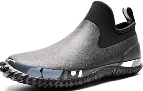 GILKUO Stivali di Gomma Uomo Bassi Corti Stivaletti Pioggia Stivaletto Neoprene Impermeabili Wellington Comodo Chelsea Nero Taglie 45