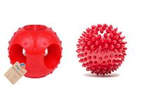 Goofy Tails Dog Ball Dog Toys Combo | 2 Dog Toy Combo Hole Dog Ball + Spike Ball for Dog| Toys for Dogs for All Breeds| Rubber Ball for Dogs| Dog Chew Toys to Play Fetch