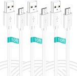 SIOCEN 3 Pack 10FT Micro USB Power Extension Cable Cord Compatible for Wyze Cam,WyzeCam Pan,YI Cam,YI Dome Home Camera,Kasa Cam,Oculus Go,Furbo Dog,Nest Cam,Blink,Security Cameras,USB Charging Wire