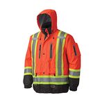 Pioneer High Visibility Premium Safety Bomber Rain Jacket, Hi Vis, Waterproof, Reflective, ANSI Class 3 Work Coat for Men, V1130160-2XL, Orange, 2XL