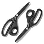 Damita 8.5" Heavy Duty Fabric Scissors - Black Titanium Coated, Premium Forged Utility Scissors with TPR Grip Handles for Home Office Artists Dressmakers (2 Pack)