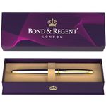 Bond & Regent Silver Chrome & 24 Karat Gold - Certified Luxury Grade Rollerball Pen | Nice Gift for Men & Women