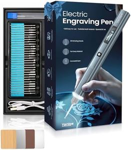 Vanlgs Engraving Pen for Metal, Wood, Glass, Plastic, Cordless DIY Etching Tool with LED Light, 5 Variable Speed, Rechargeable 31Bits Craft Kit Gifts for Teens Adults Beginners (Grey Pro)