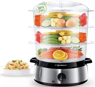 Aigostar Cuiseur Vapeur 9 L, 800W Vapeur électrique, Minuterie 60 minutes, 3 paniers indépendants, Niveau D'eau Visible, Arrêt Automatique, Base en acier inoxydable, Cuisine saine. 0% BPA
