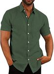 COOFANDY Men's Casual Linen Button 