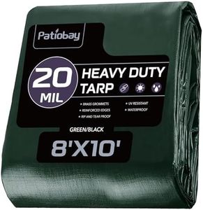 Patiobay Tarp 8x10 Feet, 20 Mil Waterproof Tarps Heavy Duty with Brass Grommets, Thick Plastic Tarp, UV Resistant Tear&Fade Resistant, Reinforced Edges for Outdoor Pool Car Camp Tent