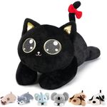 meowtastic Black Cat Weighted Stuffed Animals - 22 Inch 4.5 Pounds Weighted Plush Kitten Stuffed Animal - Big Stuffed Cat Weighted Plush Pillow - Cute Plush Toys Gifts for Kids & Adults (22" 4.5 lbs)