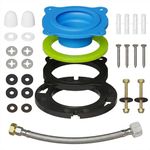 Toilet Flange Repair Kit with Wax-Free Seal – Extra-Long 3.22” Brass Bolts, Dual Spacers & Complete Hardware, Bonus 16” Stainless Steel Hose – Universal Toilet Seal Replacement Kit for 3”/4” Drains