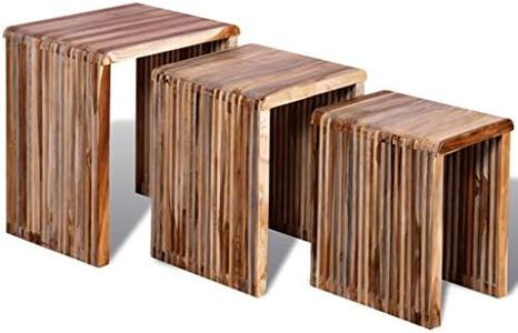 vidaXL Teak Reclaimed Nesting Table Set 3 Pieces Coffee Dining Furniture