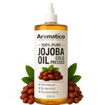 AROMATICO Cold Pressed Jojoba Oil for Hair Growth & Skin - Pure Jojoba Hair Oil for Low Porosity Hair, Dandruff & Dry Scalp | Non-Greasy Carrier Oil | 200ml