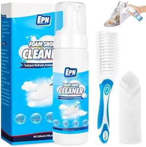 EPN Shoe Cleaner Kit, 6.76 Oz White Shoe Cleaner with Brush and Towel, Foam Sneaker Cleaner Removes Dirt & Stains, Shoe Cleaning for White Shoes, Leather, Knit, Boots, Canvas, Fabric, Tennis, Suede
