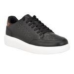 GUESS Men's Creve Sneaker, Black/Cognac Logo Multi 001, 9