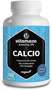 Calcio Integratore Vegano ad Alto Dosaggio, 180 Compresse per 3 Mesi, 800 mg di Carbonato di Calcio per Dose Giornaliera, Calcium Minerale Integratori Alimentare senza Additivi