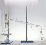 ISKO® Home Distiller, Glass Distilling, Distillation Apparatus, Chemistry Lab Glassware Kit with Stand Ring and Other parts shown