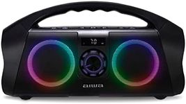 AIWA Portable Boombox - Waterproof Bluetooth Speaker, Rechargeable Wireless Boombox with Multi Color LED Lighting and Digital Display, AUX Input and Carry Handle, 15 Hour Playtime