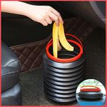 wolpin Polypropylene Mini Car Manual-Lift Trash Bin Can Holder Dustbin Foldable Retractable - Black (L 24 X W 18.8 Cms)