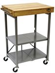 Bradley Smoker Foldable Kitchen Cart, Wood, Silver, One Size