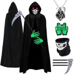 YADODO Grim Reaper Halloween Costume Men Women Teenager with Scythe Gloves Mask Grim Reaper Costume Men Adult Grim Reaper Cloak Cape Robe Scream Death Costume Mens Grim Reaper Outfit for Halloween