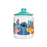 Silver Buffalo Disney Lilo & Stitch Tropical Glass Cookie Snack Candy Jar With Lid (Small)