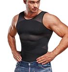 SOLCYSX Compression Shirt for Men Slimming Undershirt Body Shaper Tank top for gynomastica Sleeveless Shapewear Vest Men, Black, XX-Large