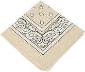 Boolavard 1s, 6s, 9s or 12 Pack Cowboy Bandanas with Original Paisley Pattern (Beige)