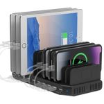 Alxum 60W 10 Ports USB Charging Station for Multiple Devices, Multi USB Charger Station with 5V/2.4A Output for Phone, Tablet and More Black
