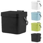 Compost Bin for Kitchen, 1.8 Gallon Hanging Small Trash Can with Lid, Sealed Food Waste Bucket for Counter Top or Under Sink, Indoor Garbage Bins for Bathroom, Bedroom, Living Room, Office (Black)